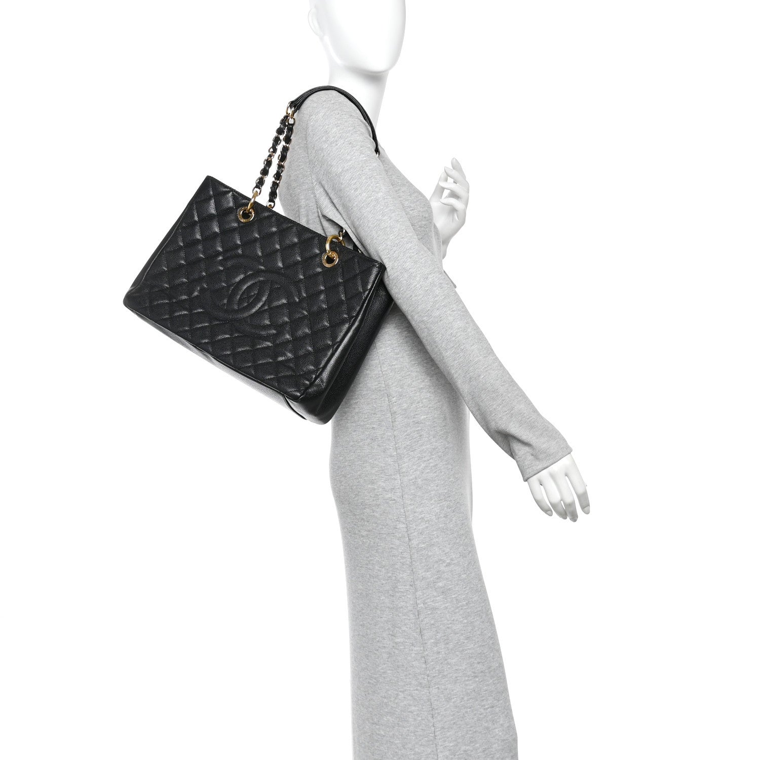 Caviar Quilted Grand Shopping Tote GST Black