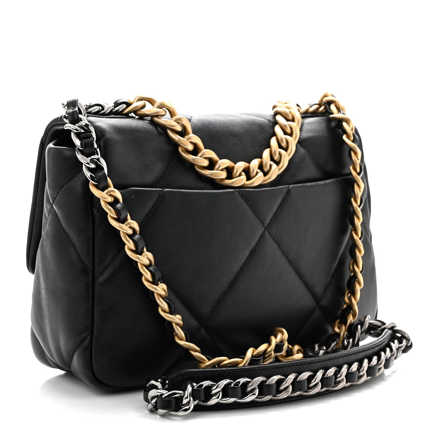 Lambskin Quilted Medium Chanel 19 Flap Black