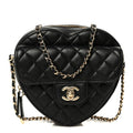 Lambskin Quilted CC In Love Heart Bag Black
