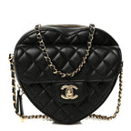 Lambskin Quilted CC In Love Heart Bag Black