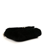 Shearling Lambskin Crystal Strass Flap Black