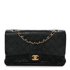 Lambskin Quilted Medium Double Flap Black