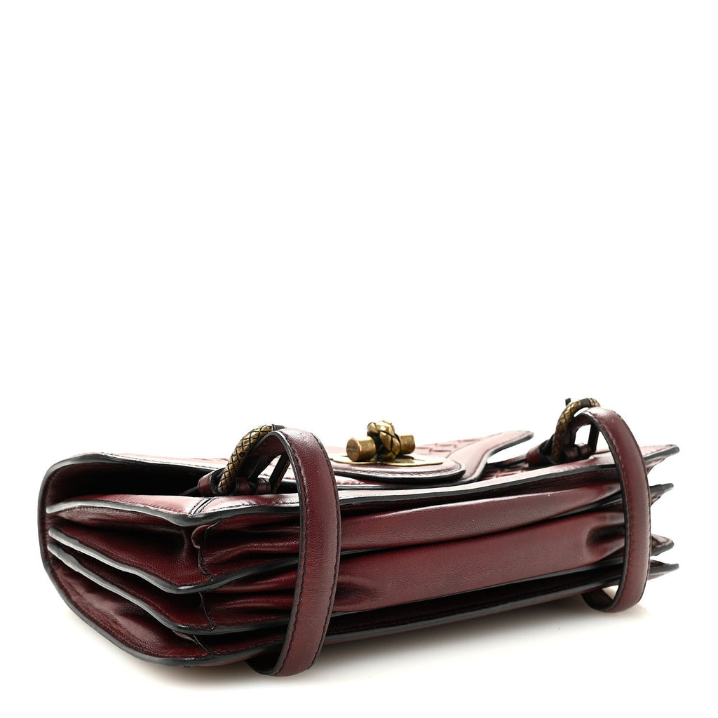 French Calfskin Intrecciato City Knot Bag Burgundy