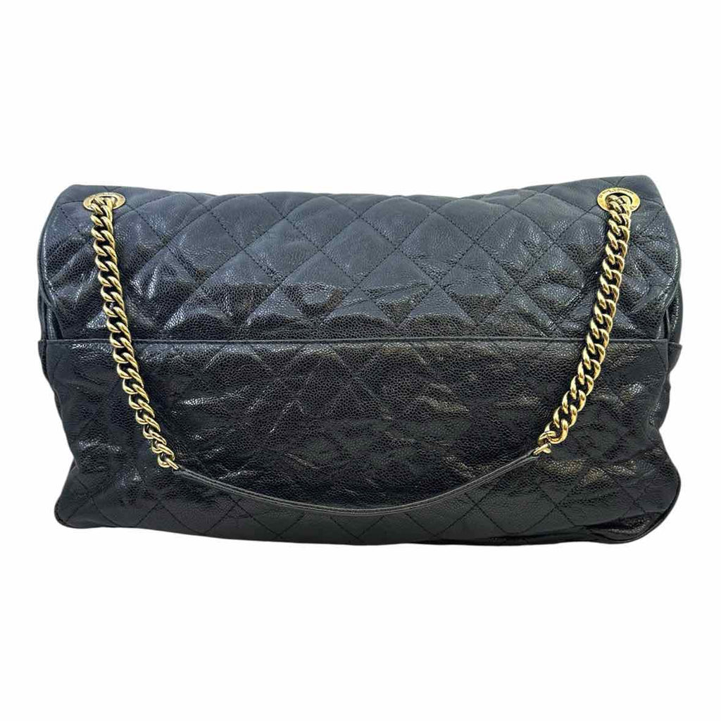 CHANEL Black Leather Quilted caviar Handbag