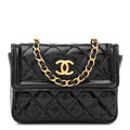 Shiny Aged Calfskin Quilted Waist Belt Bag Black