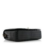 Calfskin Chevron Quilted Large Statement Flap Black