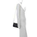Lambskin Quilted Pearl Wallet On Chain WOC Black