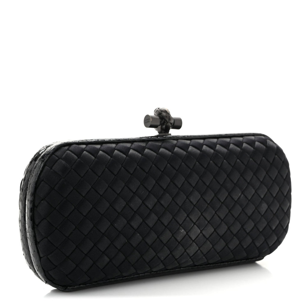 Satin Ayers Intreccio Impero Stretch Knot Clutch Black