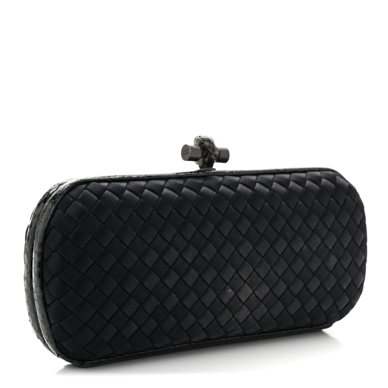 Satin Ayers Intreccio Impero Stretch Knot Clutch Black