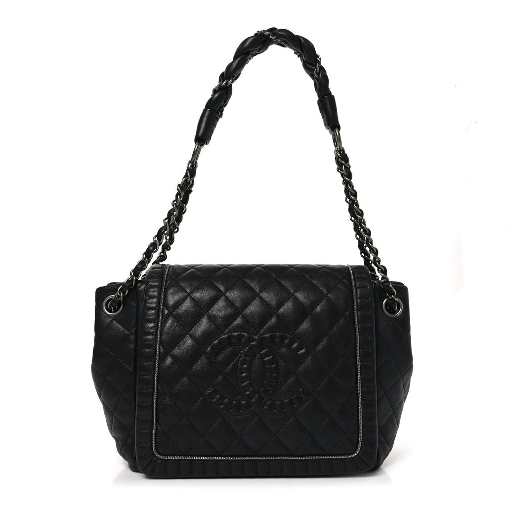 Calfskin Quilted Istanbul Accordion Flap Black
