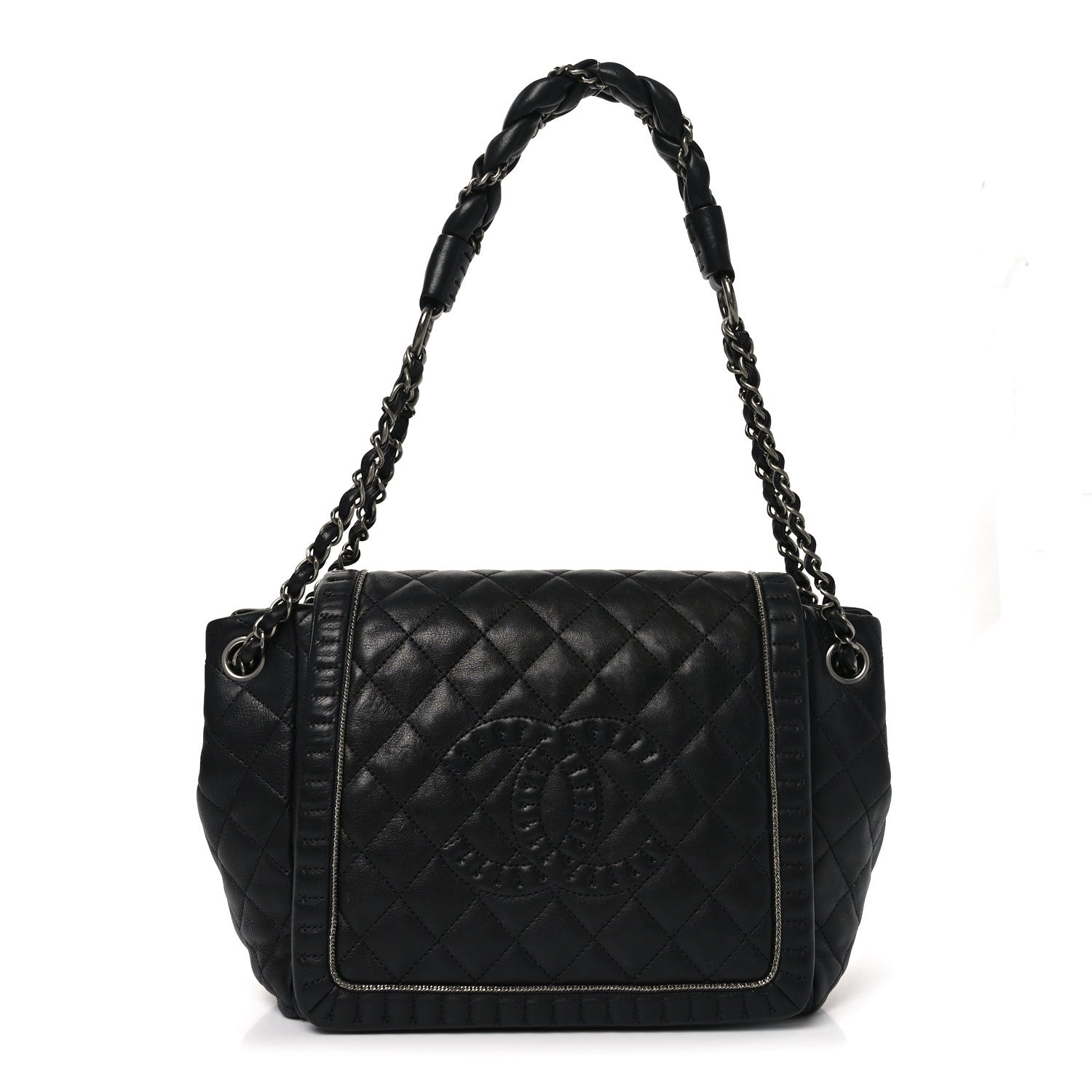 Calfskin Quilted Istanbul Accordion Flap Black