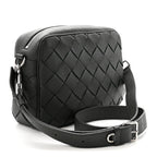 Grained Calfskin Intrecciato Medium Camera Bag Dark Green