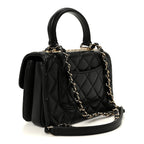 Lambskin Crystal Quilted Mini Trendy CC Dual Handle Flap Bag Black