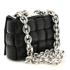 Lambskin Maxi Intreccio Padded Chain Cassette Crossbody Bag Black