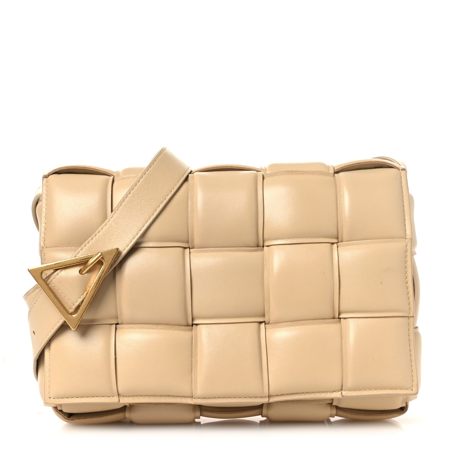 Nappa Maxi Intreccio Padded Cassette Crossbody Bag Porridge