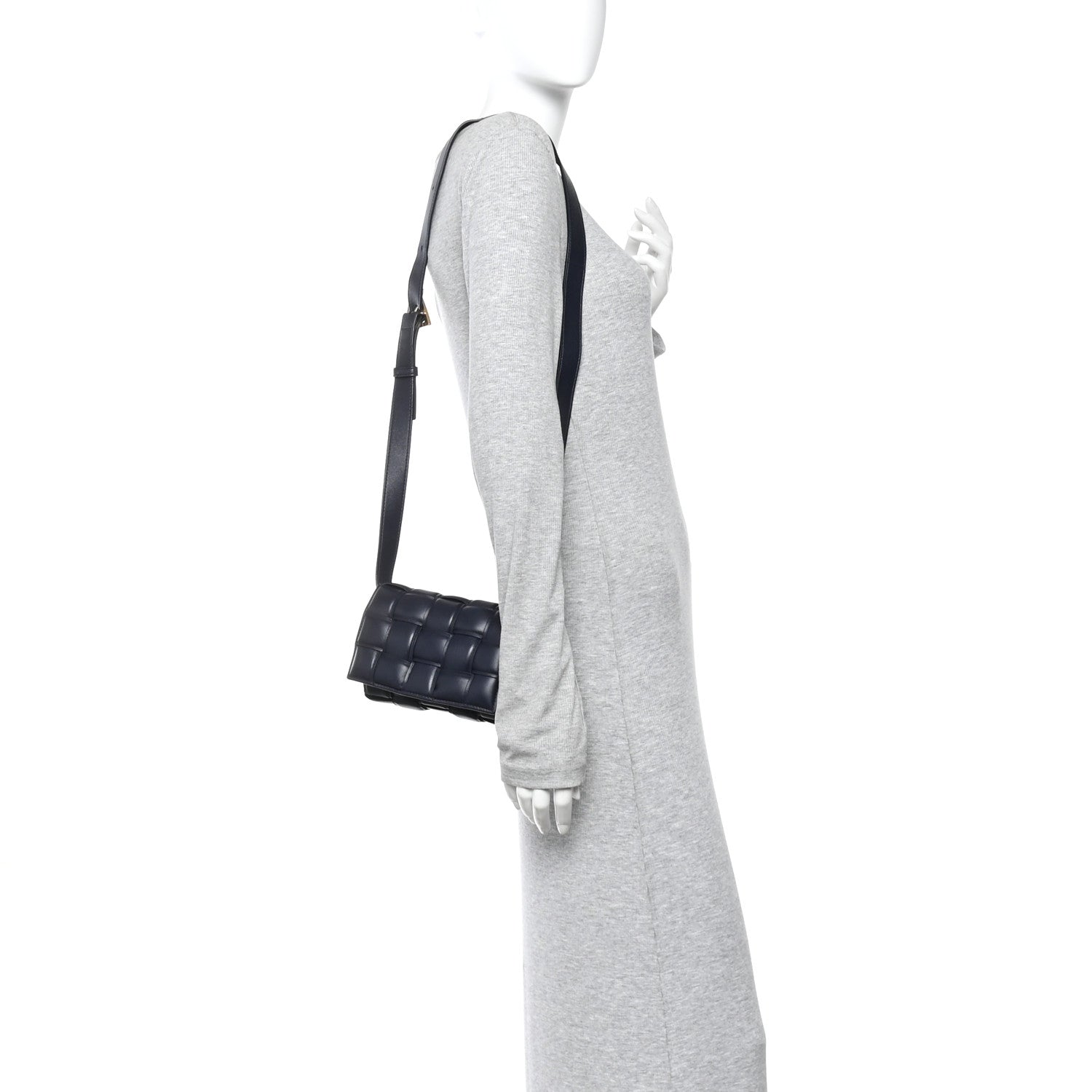 Nappa Maxi Intreccio Small Padded Cassette Crossbody Bag Deep Blue