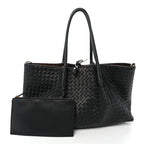 Calfskin Intrecciato Pinacoteca Reversible Tote Black Fondant