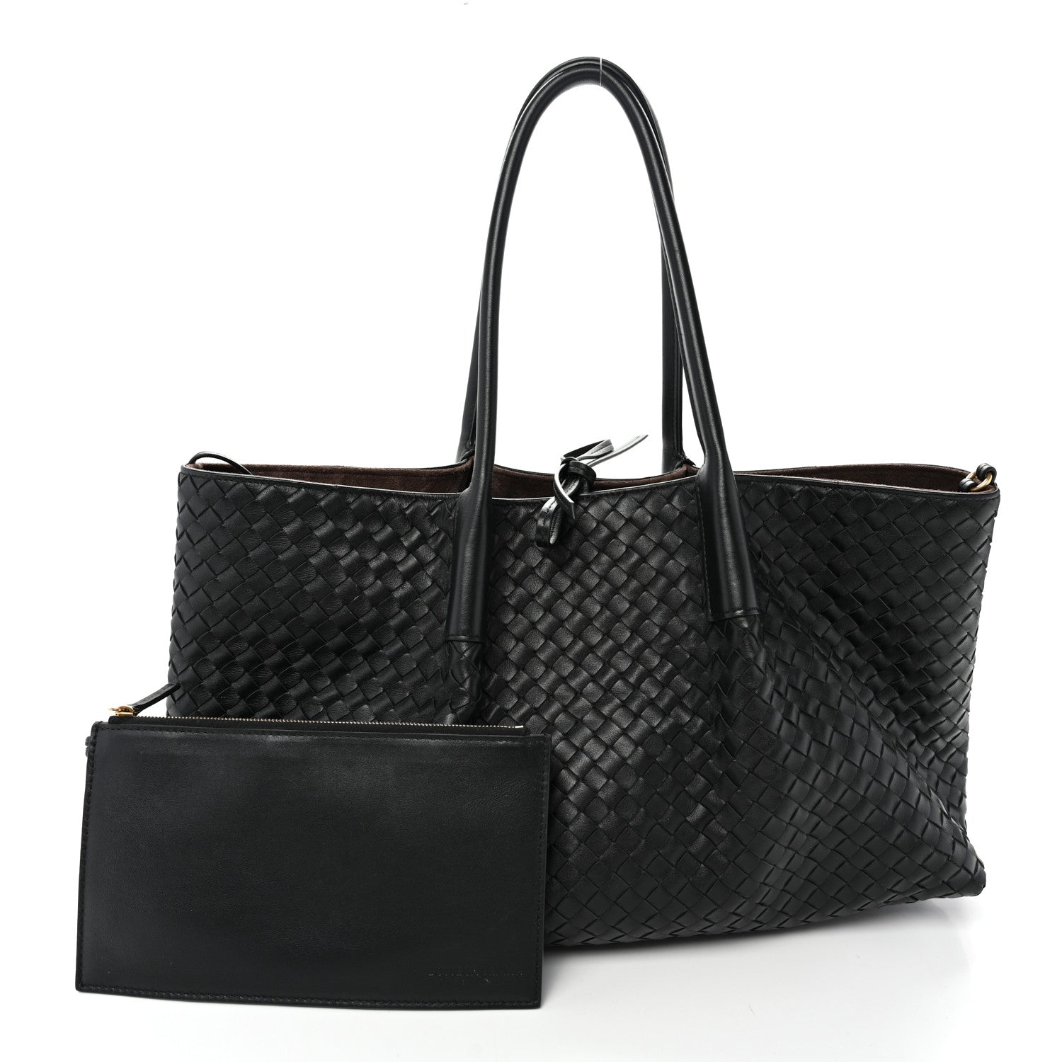 Calfskin Intrecciato Pinacoteca Reversible Tote Black Fondant
