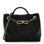 Nappa Intrecciato Small Andiamo With Chain Shoulder Bag Black