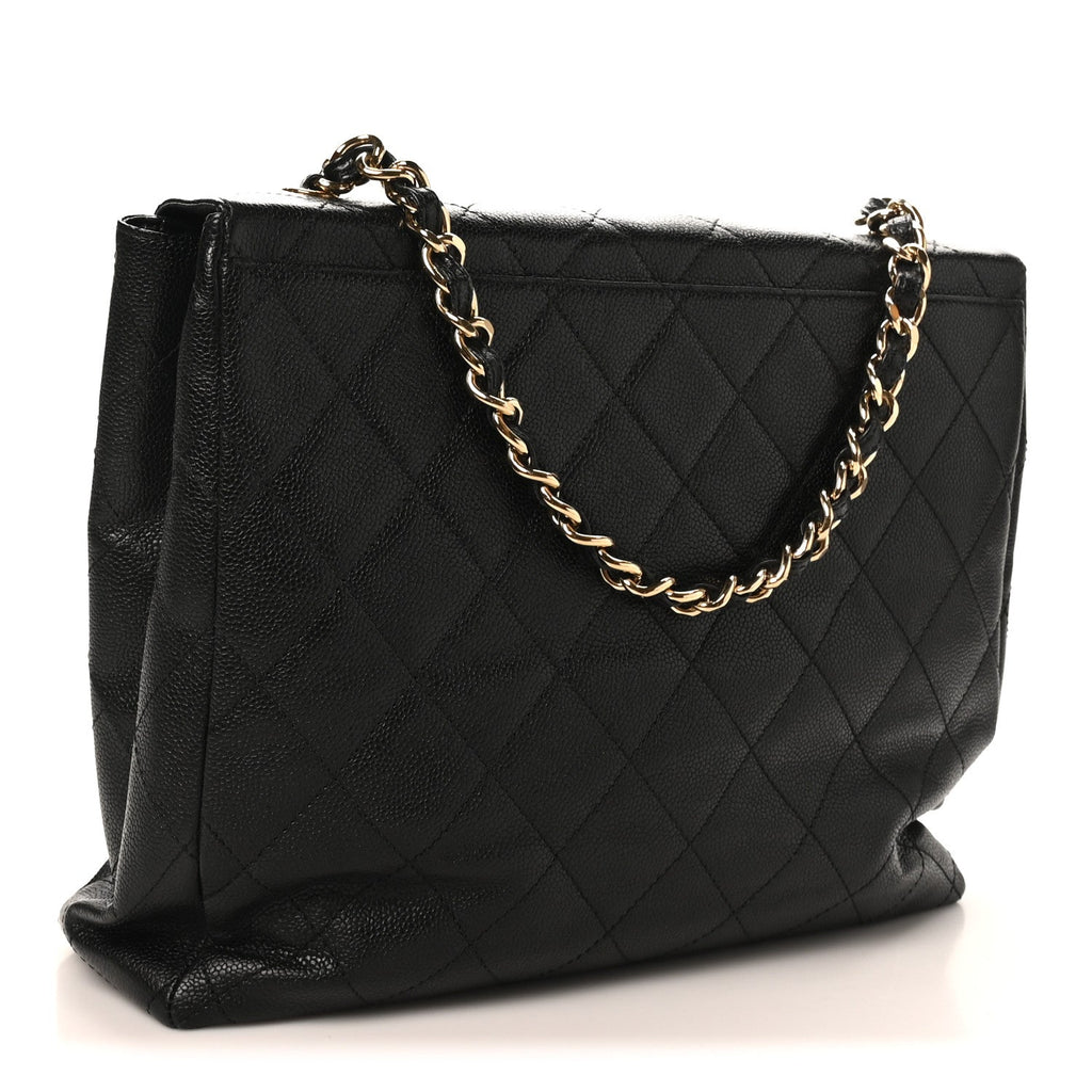 Caviar Quilted Single Flap Black