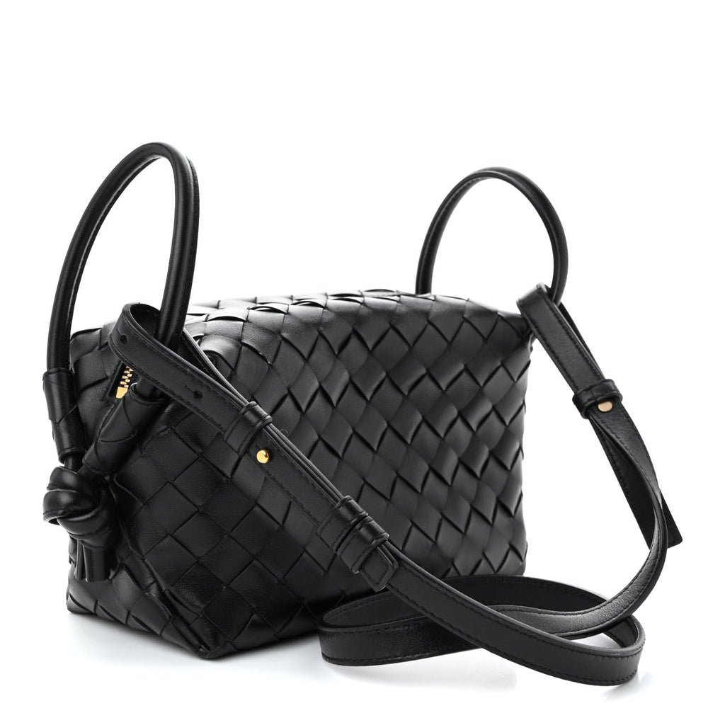 Calfskin Intrecciato Small Loop Top Handle Black