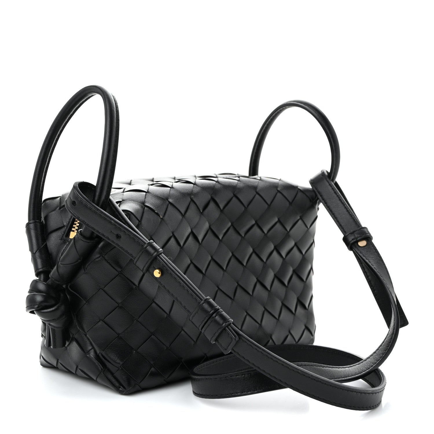 Calfskin Intrecciato Small Loop Top Handle Black