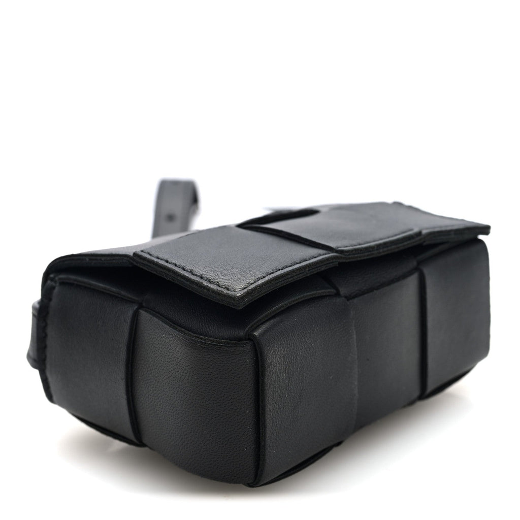 Lambskin Maxi Intrecciato Extra Mini Cassette Crossbody Bag Black