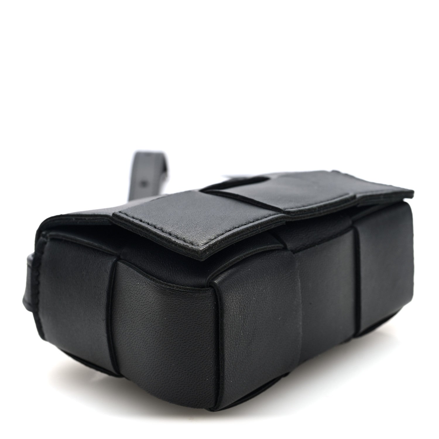 Lambskin Maxi Intrecciato Extra Mini Cassette Crossbody Bag Black