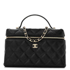 Caviar Quilted Top Handle Slim Vanity With Chain Black
