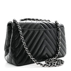 Lambskin Surpique Chevron Medium Single Flap Black