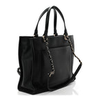 Calfskin CC Zipped Shopping Tote Black