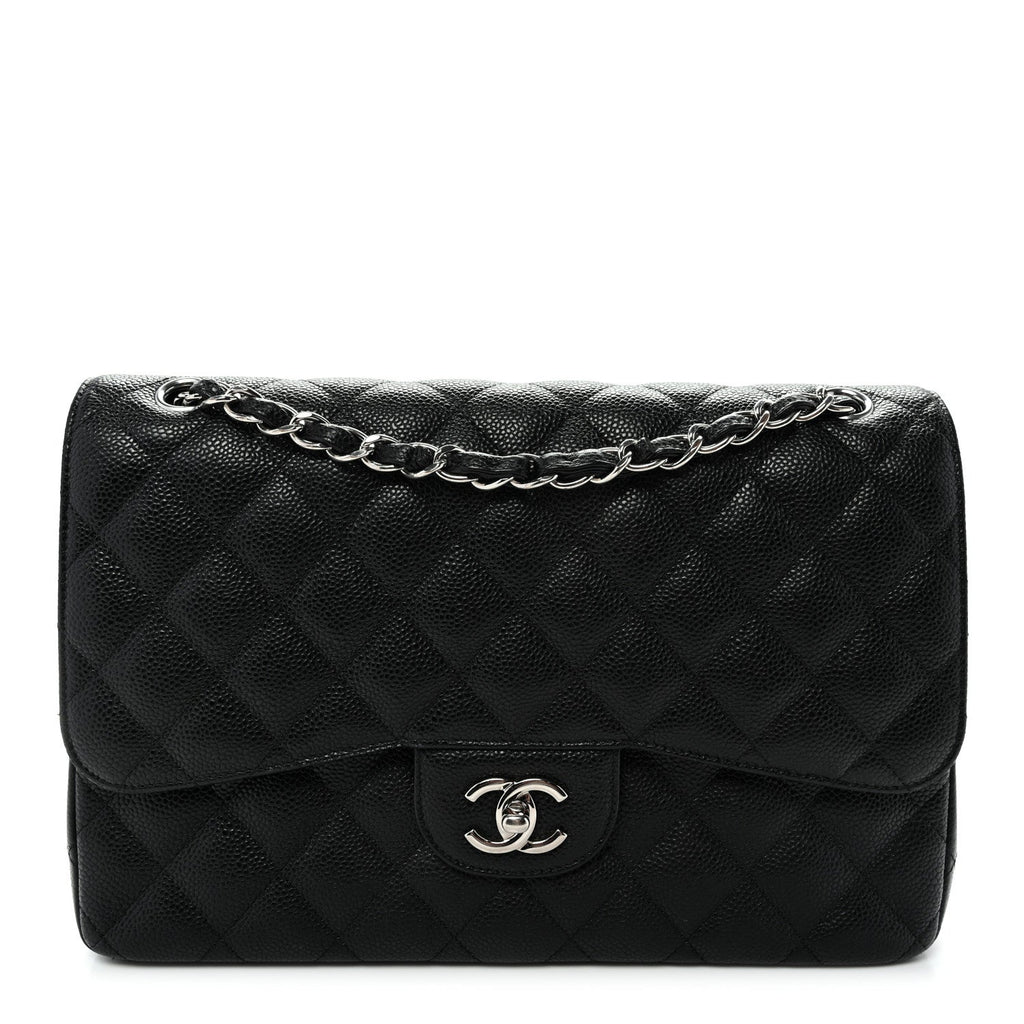 Caviar Quilted Jumbo Double Flap Black