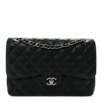 Caviar Quilted Jumbo Double Flap Black