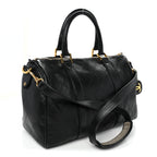 Calfskin Stitched Duffle Travel Bag Black
