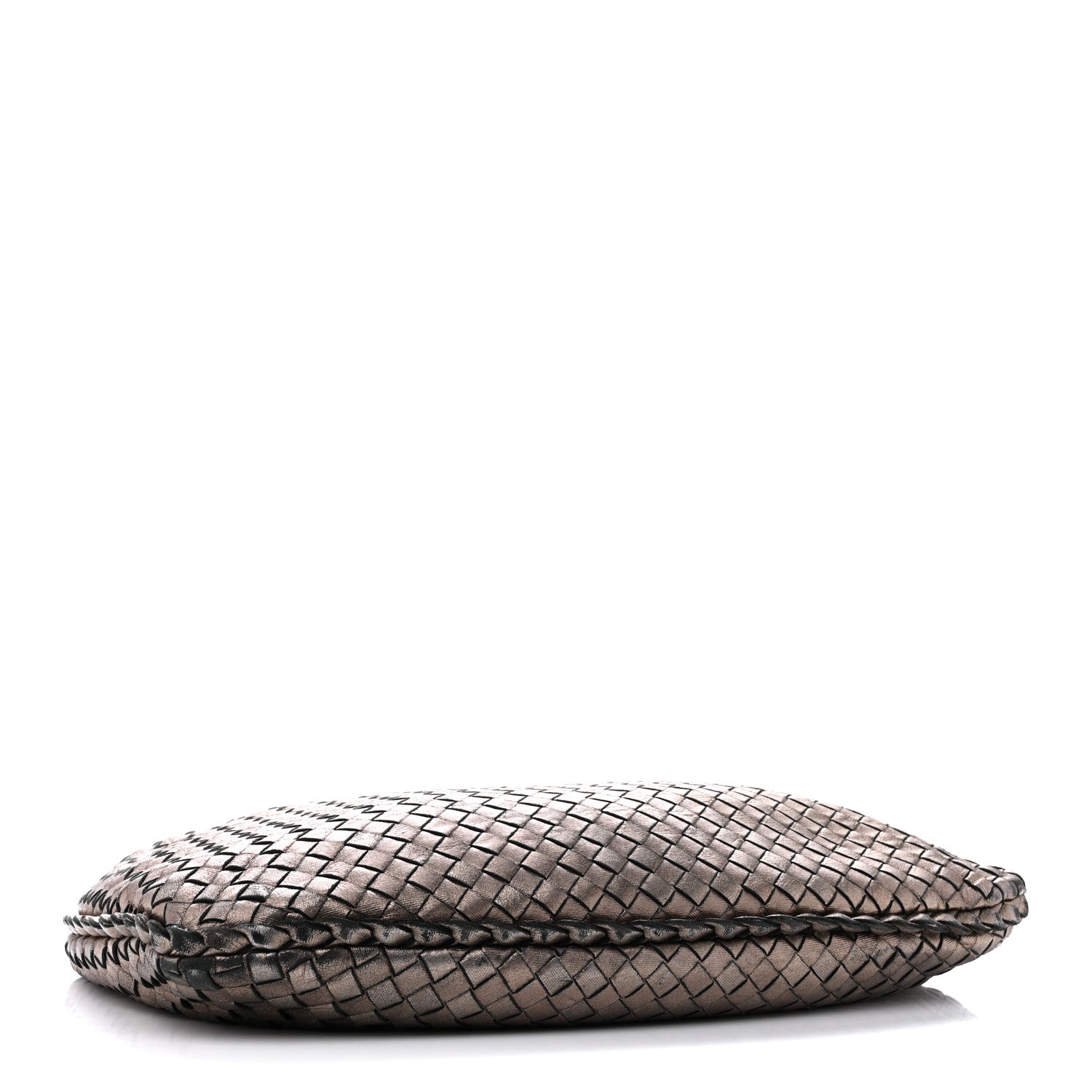Metallic Nappa Intrecciato Medium Veneta Hobo Pewter