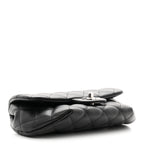 Calfskin Quilted CC Uniform Flap Belt Bag Black
