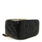 Grained Lambskin Quilted Small Vanity Case With Chain Black
