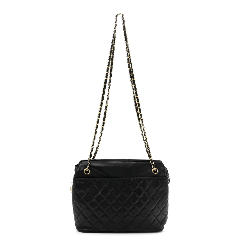 Lambskin Quilted Shoulder Bag Black