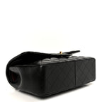 Lambskin Quilted Jumbo Double Flap Black