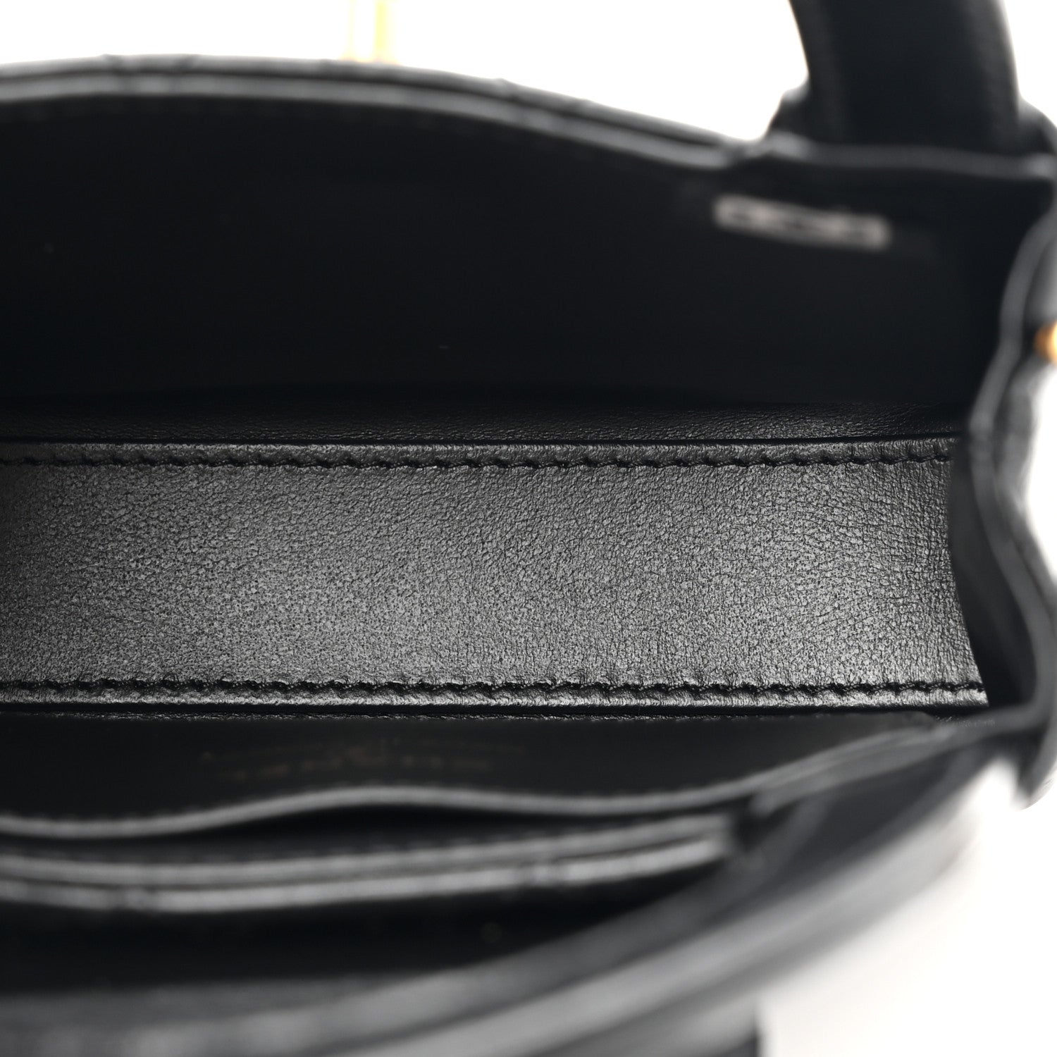 Shiny Aged Calfskin Quilted Mini Nano Kelly Shopper Black