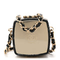 Lambskin Quilted Small Beauty Box Clutch With Chain Black