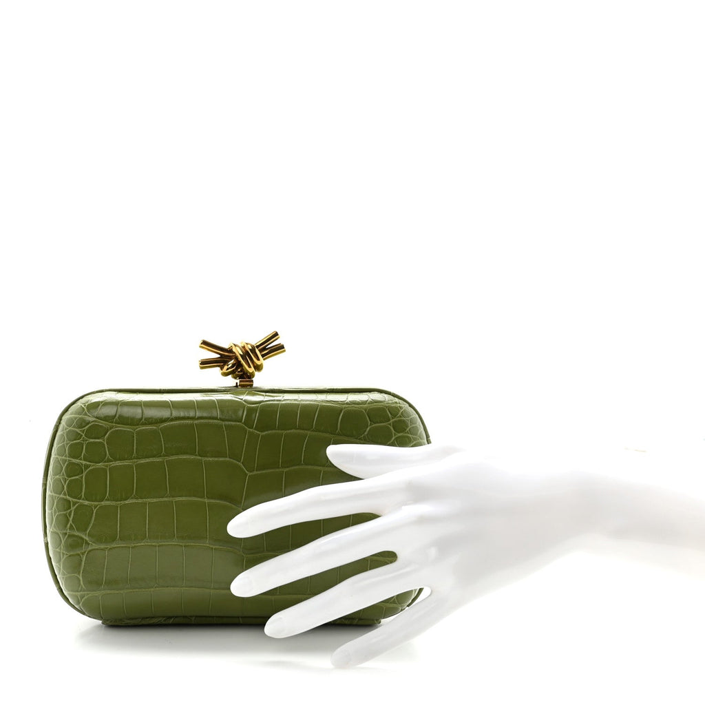 Alligator Knot Clutch Tea Leaf