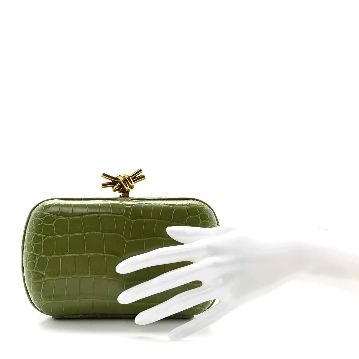 Alligator Knot Clutch Tea Leaf