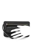Lambskin Quilted Front Pocket Wristlet Black