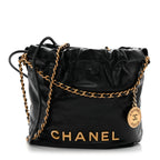 Shiny Calfskin Quilted Mini Chanel 22 Black