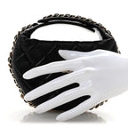Lambskin Quilted Chain Around Pouch Hobo Black
