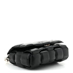 Lambskin Maxi Intreccio Padded Chain Cassette Crossbody Bag Black