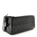 Shiny Crumpled Calfskin Quilted Small Chanel 25 Handbag Black