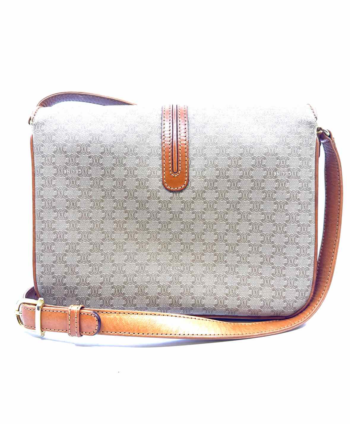 CELINE Beige, Brown Leather Handbag