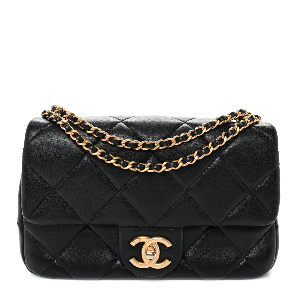 Lambskin Quilted Pearl Small Flap Black